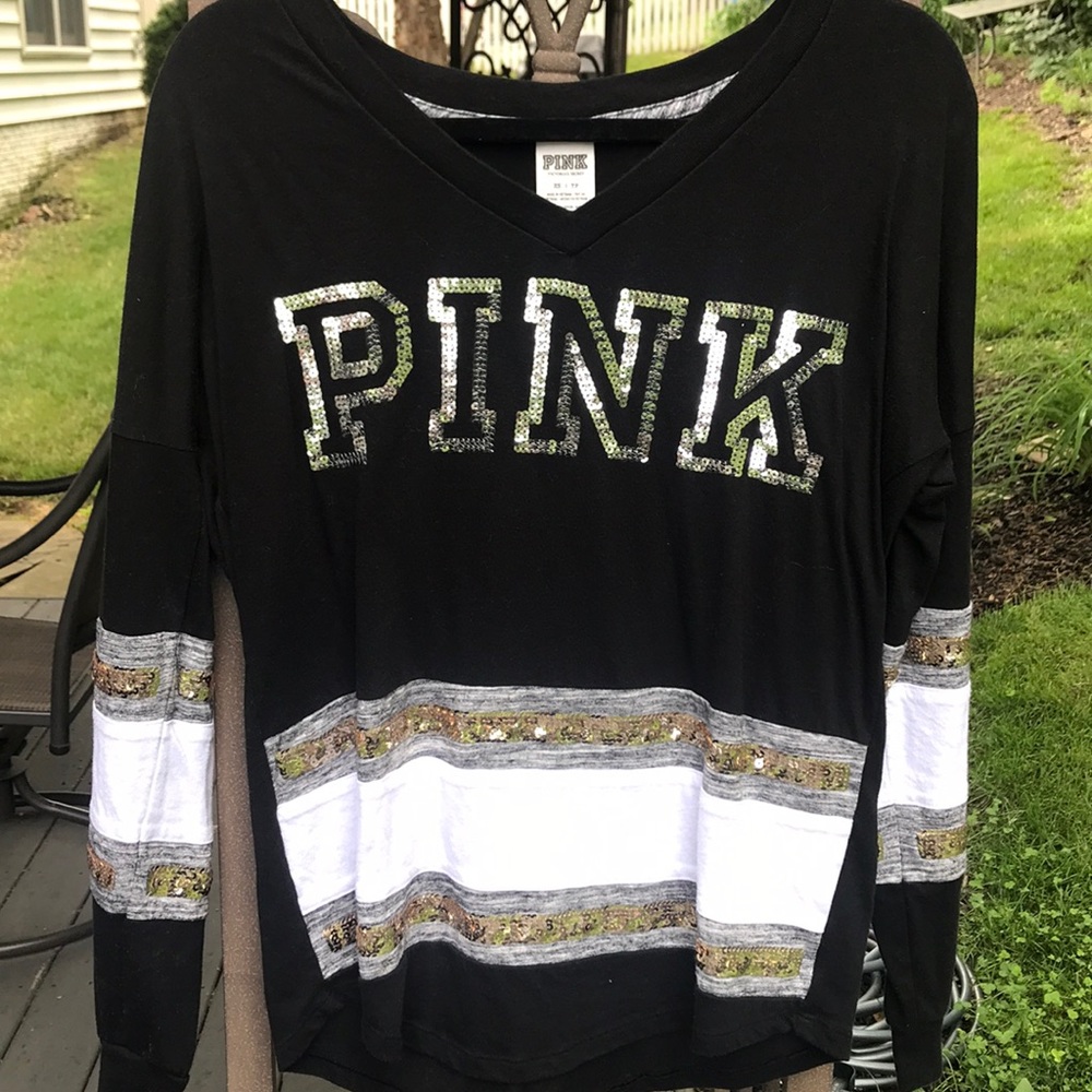 PINK long sleeve sequin tee